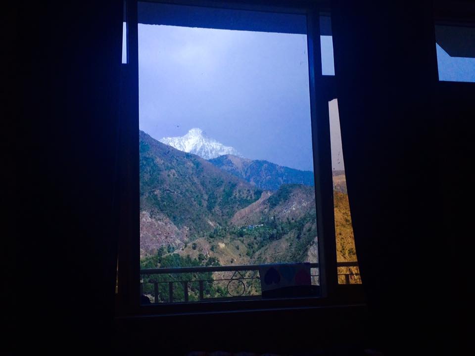 view from bedroom of himalaya snow capped mountain. 2 Month India Itinerary 