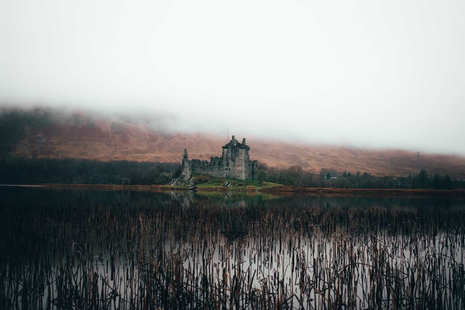 abandoned castle near the lake. dalmally uk pilgrimage routes
