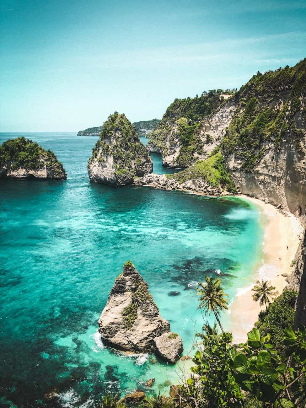 high angle shot of nusa penida in bali indonesia