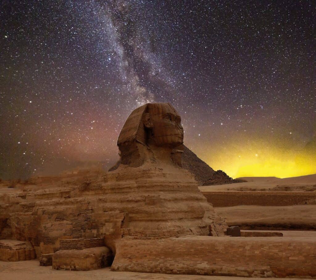 the great sphinx and giza site on majoy ley lines. ley mines meaning