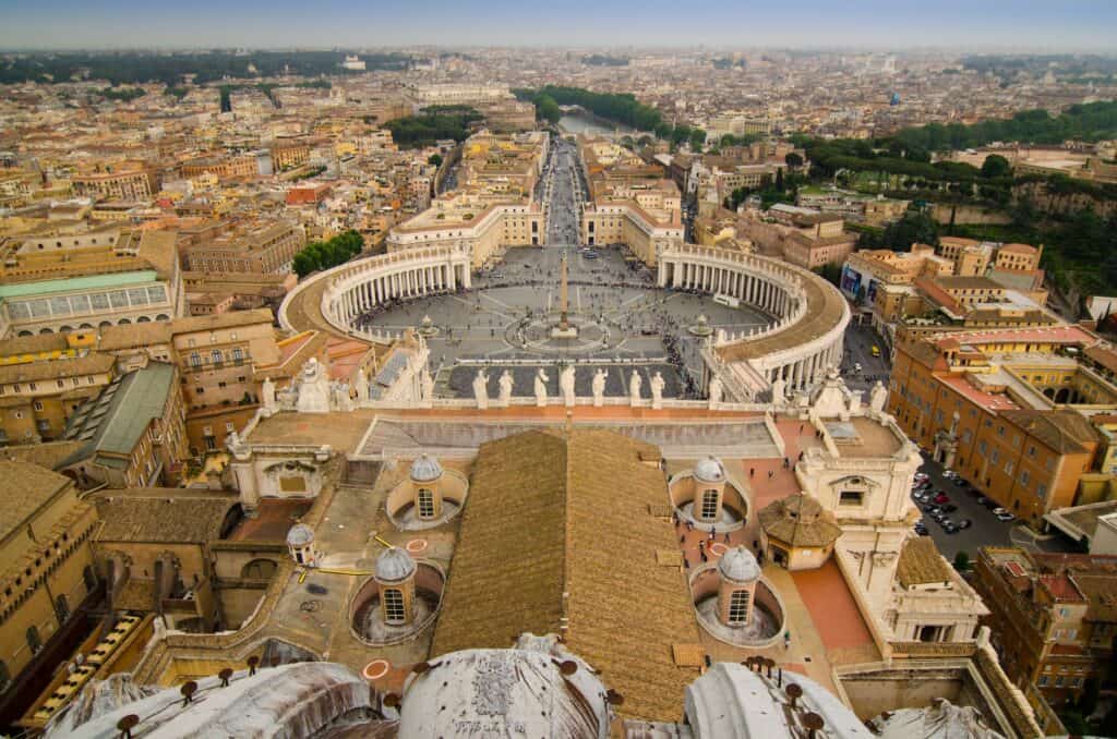 aerial view of vatican city pilgrimage routes in europe